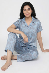 Zivame Satin Pyjama Set - Glacier Lake — thumbnail 1